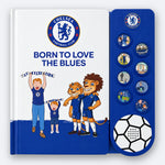 Chelsea FC Fan Chants Sound Book, closed, showing the cover and the eight illustrated sound buttons on the moulded panel.