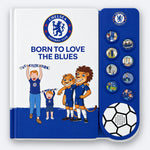 Chelsea FC Fan Chants Sound Book, closed, showing the cover and the eight illustrated sound buttons on the moulded panel.
