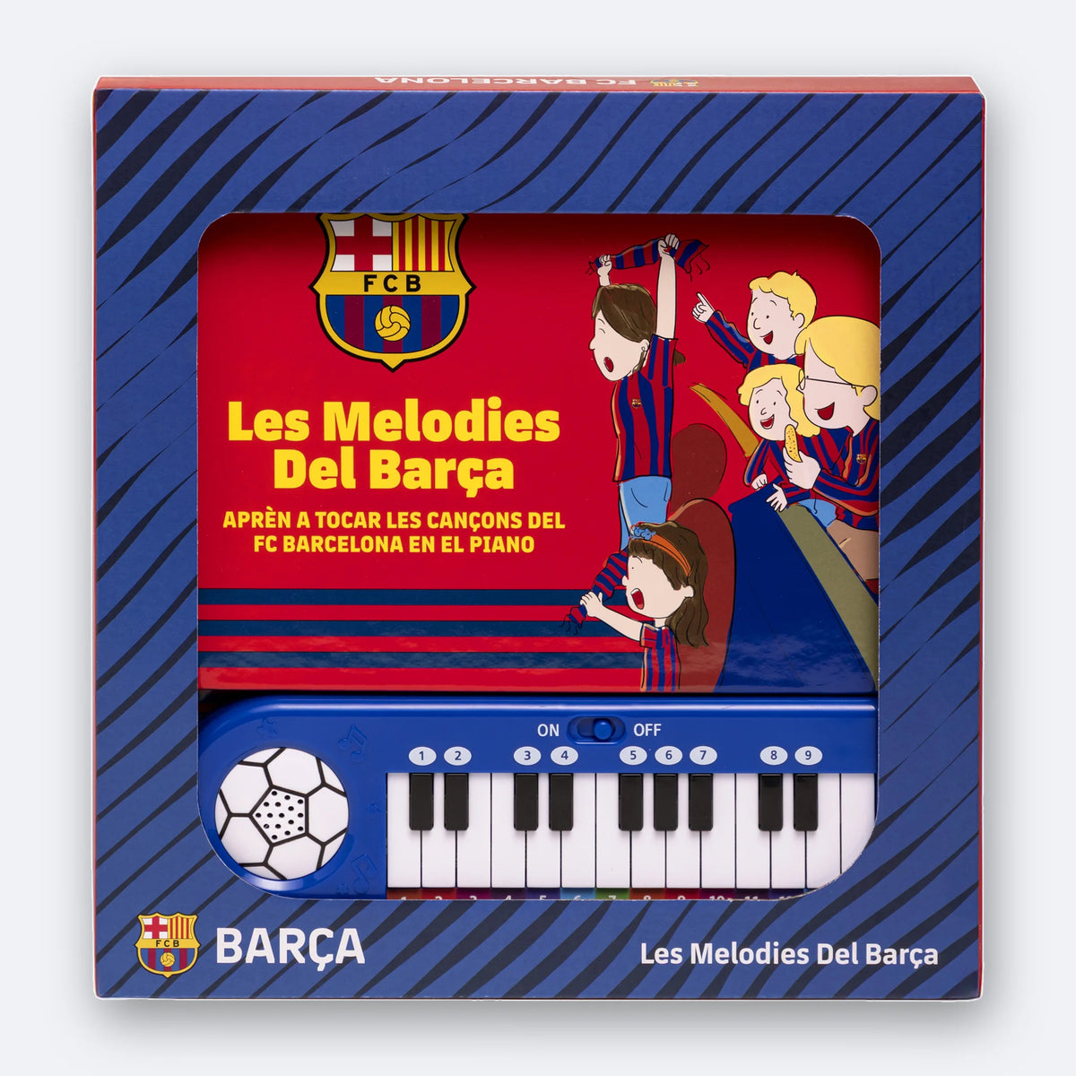 The FC Barcelona Piano Book in its retail packaging.