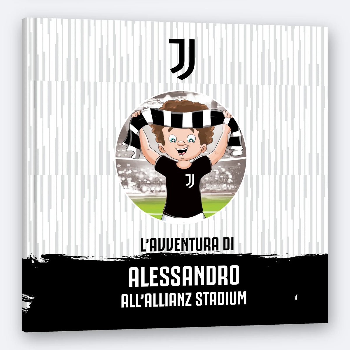 The Juventus Personalised Book, a square hardback printed with the child's name on the cover.