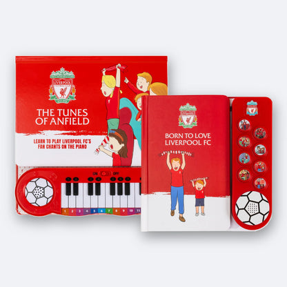 Liverpool FC Fan Chants Sound Book and Piano Book together, the Sound Book standing in front of the Piano Book.