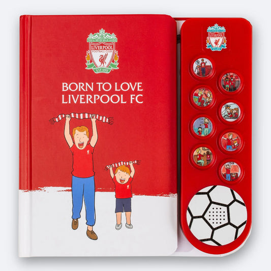 Liverpool FC Fan Chants Sound Book, open flat to show the cover and the eight illustrated sound buttons.