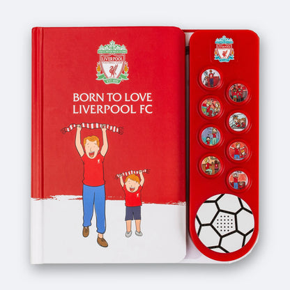 Liverpool FC Fan Chants Sound Book, open flat to show the cover and the eight illustrated sound buttons.