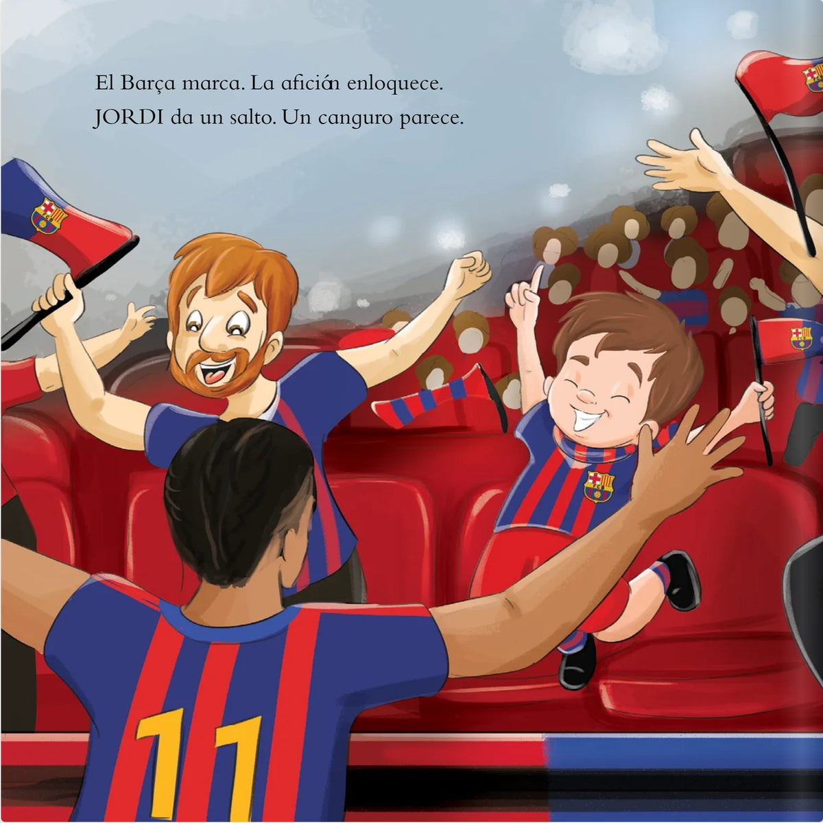 La página del libro en la que marca el Barça y Jordi da un salto
