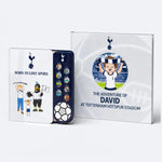The Tottenham Hotspur Personalised Book, printed with the name David, and the Sound Book together, the Sound Book standing in front.