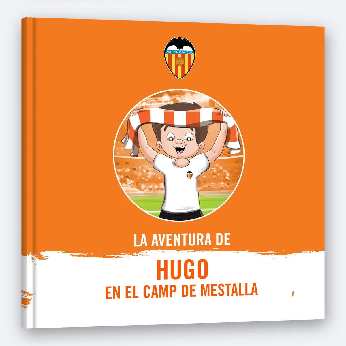 The Valencia Personalised Book, a square hardback printed with the child's name on the cover.